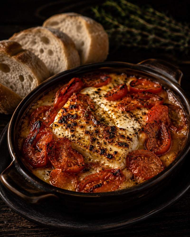 Schafskäse aus dem Ofen mit Tomaten