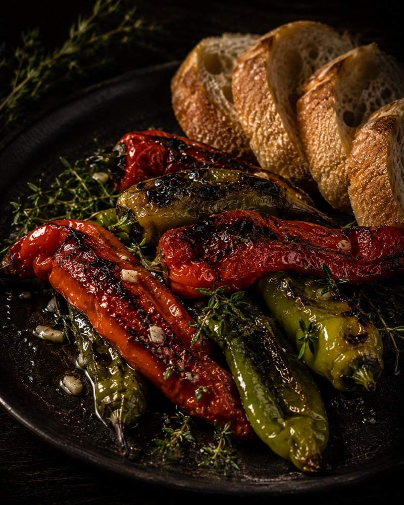 Gegrillte Paprika mit Knoblauch
